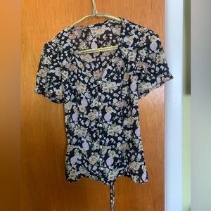 Floral Black Blouse